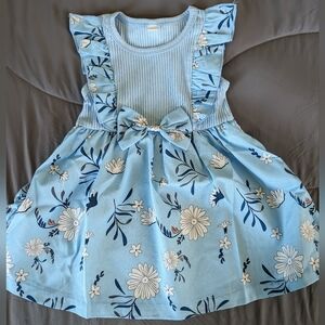 Cute Baby blue Toddler Girl's Floral Dress, 90/2T
